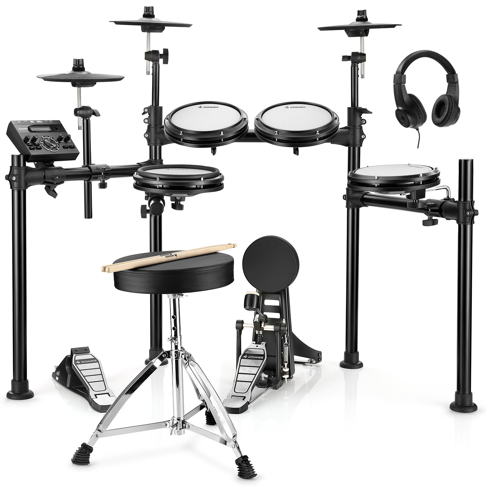 Donner Ded-200 Electric Drum Set 5 Drums 3 Cymbals