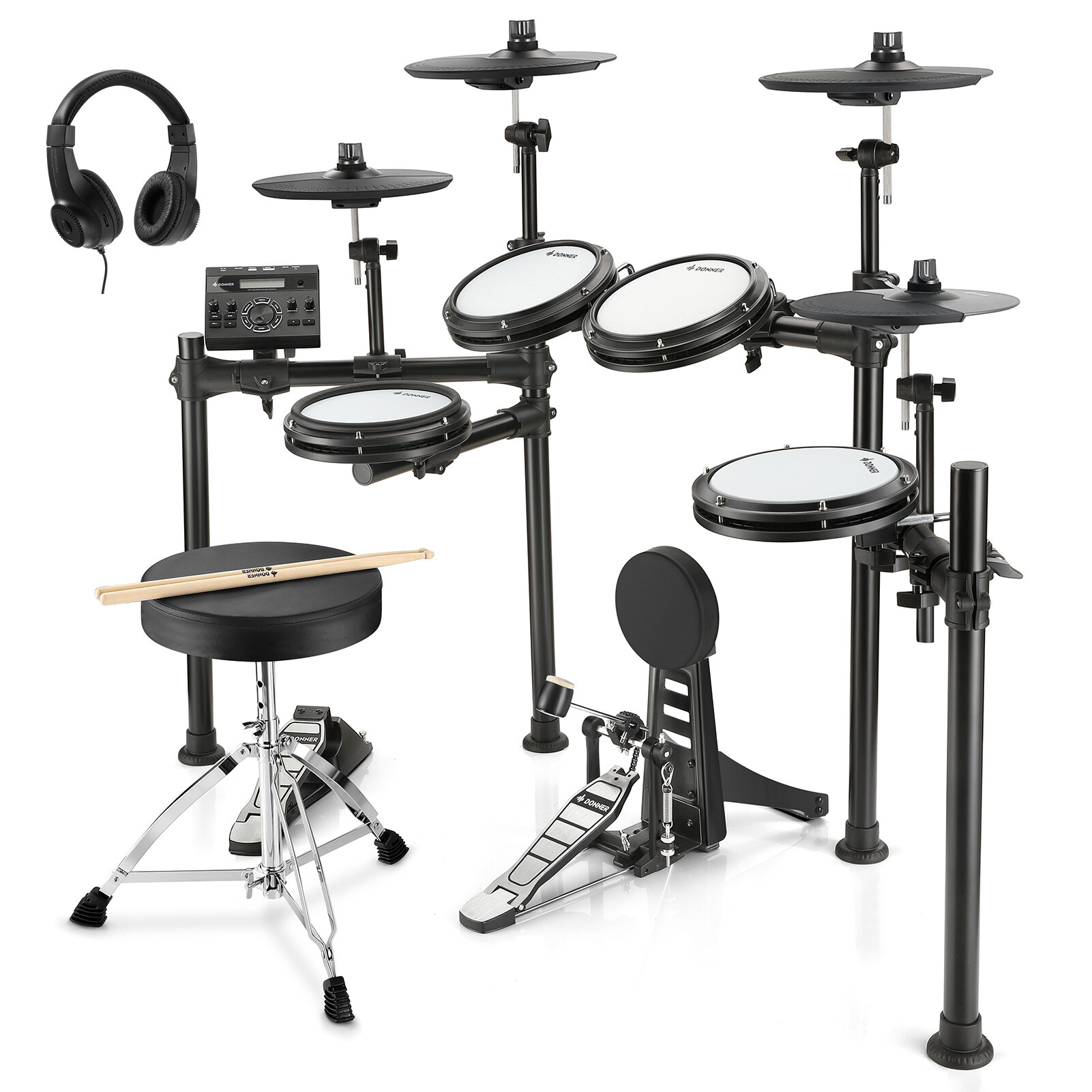 Donner Ded-200 Electric Drum Set 5 Drums 4 Cymbals