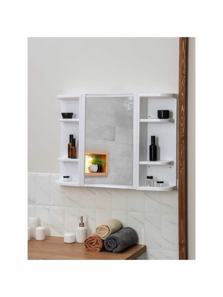 Шкаф для ванной комнаты с зеркалом и полкой - фотография № 9