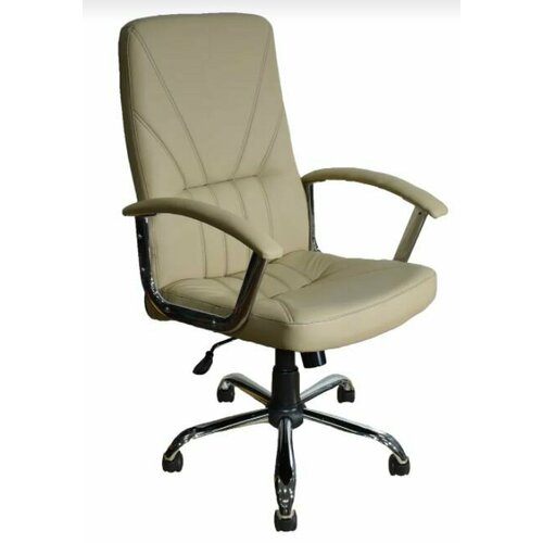 Кресло офисное ЯрКресло Кр37 ТГ Хром ЭКО2 (экокожа слоновая кость)