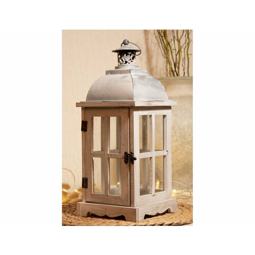 Подсвечник фонарь ангьен, дерево, белый, 41 см, Koopman International CAT300030-1