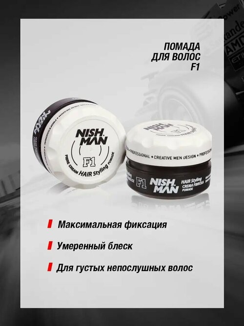 NISHMAN Помада для волос HAIR STYLING FIBRE CREAM POMADE F1, 100 мл