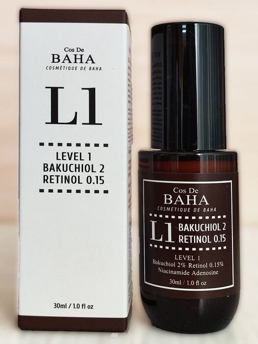 COS DE BAHA Сыворотка антивозрастная с бакучиолом и ретинолом. Bakuchiol2% retinol 0.15% (L1), 30 мл.