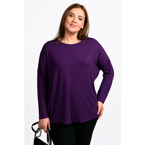 Блуза  SVESTA, повседневный стиль, свободный силуэт, длинный рукав, без карманов, трикотажная, размер 64, фиолетовый