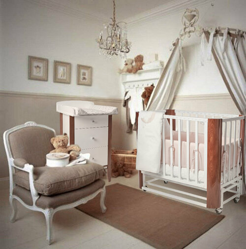 Кровать детская кроватка для новорожденных приставная Mr Sandman SANDEE 90х60 цвет белый/ орех светлый