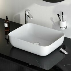Раковина для ванной AM.PM Func M8FWCC10510WG накладная, 51 см, на столешницу, прямоугольник, фарфор, белый глянец, гарантия 25 лет,