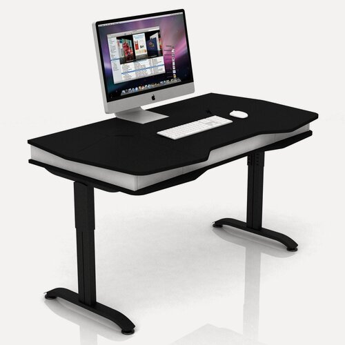 Изображение товара Компьютерный стол AKM-MEBEL DX VEGAS ARENA, белый/чёрный, ЛДСП/металл, регулировка высоты