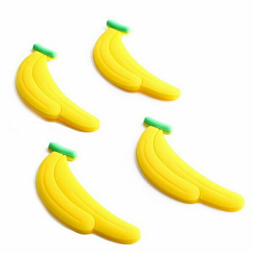 Декор силикон Бананы набор 4 шт, размер 1 шт. 2.5 x 6.5 x 0.3 см, клеевые подушечки