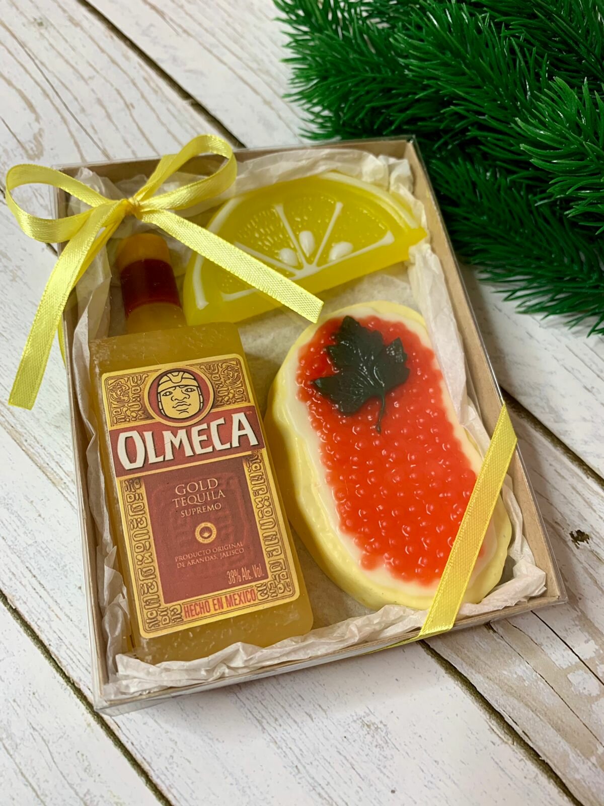 Мужской подарочный сувенирный набор "Текила с лимоном и бутербродом"