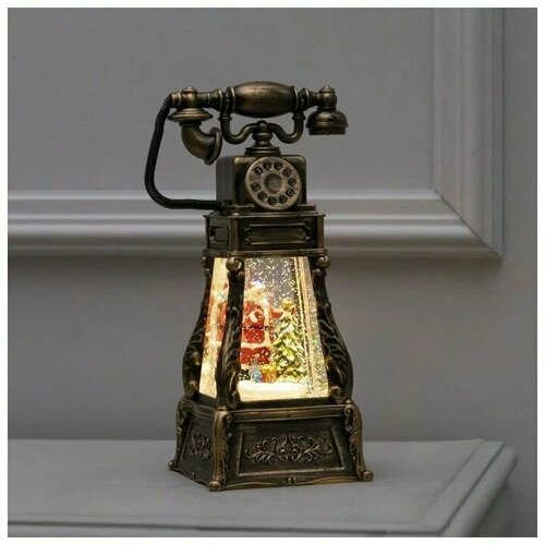 Новогодний светодиодный фонарь-телефон Дед Мороз с ёлкой, 33см, подсветка