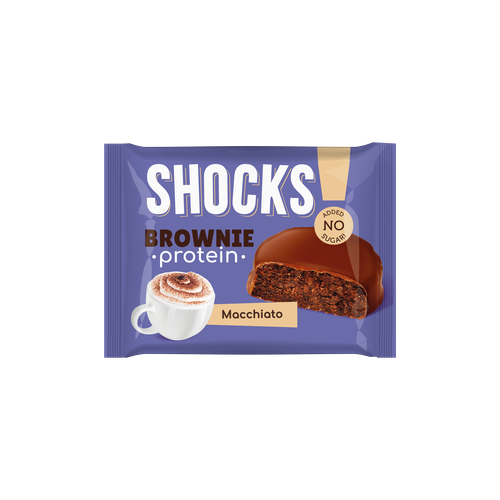 Бисквит протеиновый Брауни кофе с молоком SHOCKS. FitnesShock. 0,05кг. бисквит шоколадный ростагрокомплекс брауни с грецким орехом и мягкой карамелью 80 г