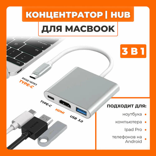 Переходник для MacBook Type-С HDMI USB 56200₽