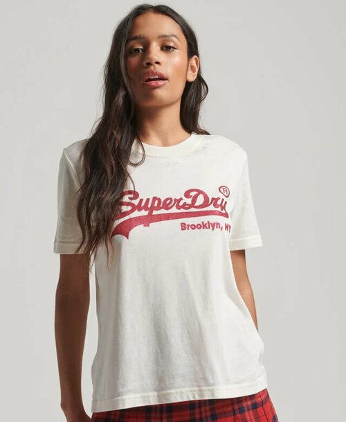 Футболка Superdry, размер 6, экрю, белый