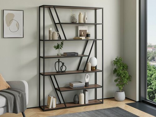 Изображение товара Стеллаж Айсберг Лофт цельносварной 130х200 с полками Черный/дуб крафт табак