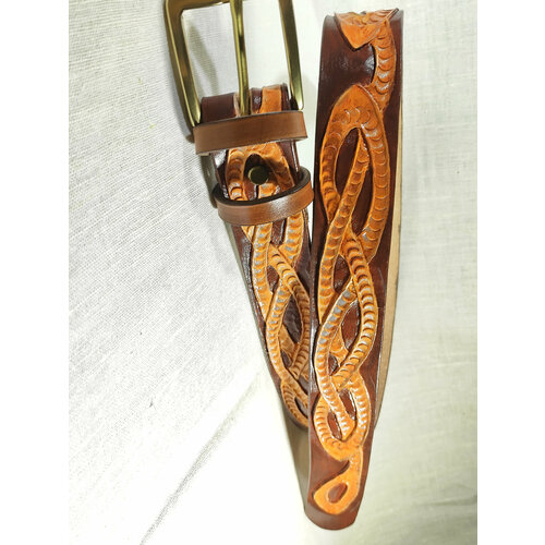 фото Ремень , размер 120, бежевый, золотой хельга шванцхен, leatherca