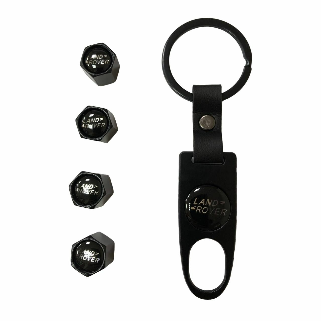 Колпачки на ниппель с брелком-ключом LAND ROVER, черный, 4шт.
