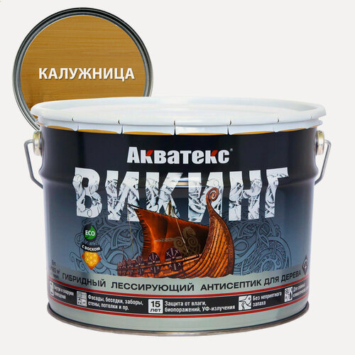 Изображение товара Акватекс Викинг антисептик для дерева гибридный лессирующий полуматовый калужница 9л