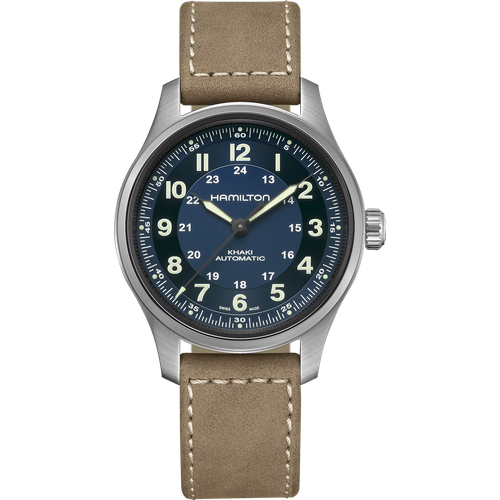 Наручные часы Hamilton Khaki Field H70545540, синий, коричневый