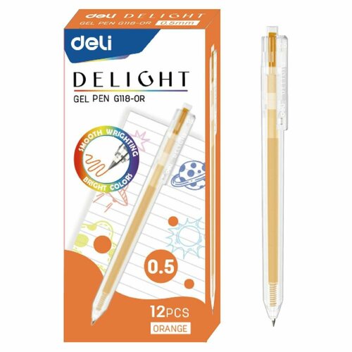 Ручка гелевая Deli Delight EG118-OR