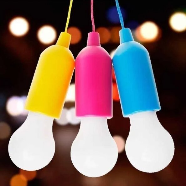 Подвесная лампочка фонарик на шнурке LED Огонь, ночник детский, подвесной светильник на батарейках беспроводной светодиодный светильник, синяя - фотография № 4