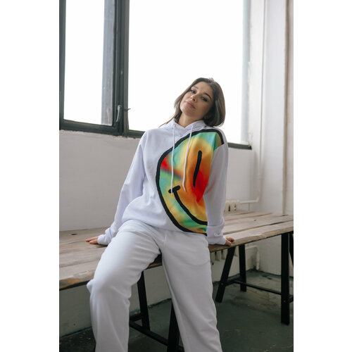 Худи Polovina, размер 42, красный, мультиколор