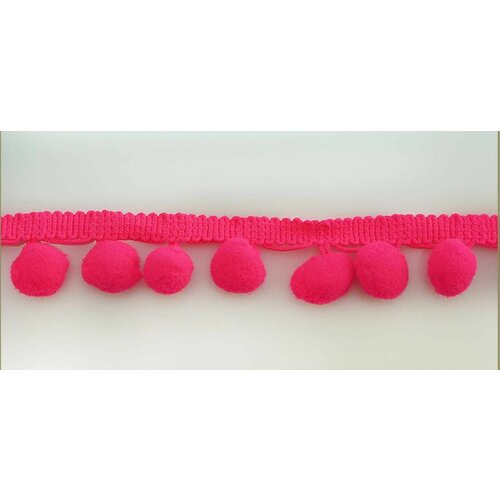 Тесьма с помпонами, диаметр 9 мм, цвет ярко-розовый, 1 упаковка