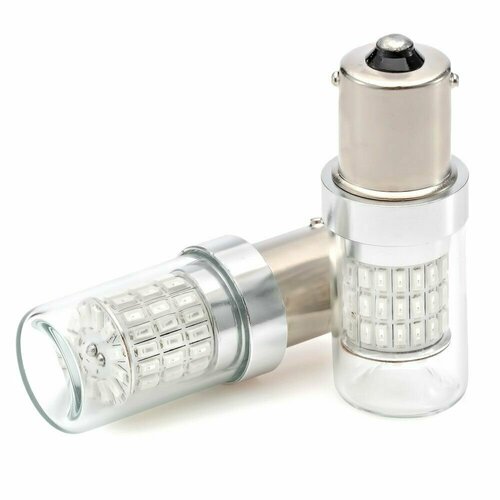 Автомобильная светодиодная лампа NeTuning P21W 66s14 для стоп сигналов, задних противотуманных фонарей, цвет красный, BA15s, 2 шт