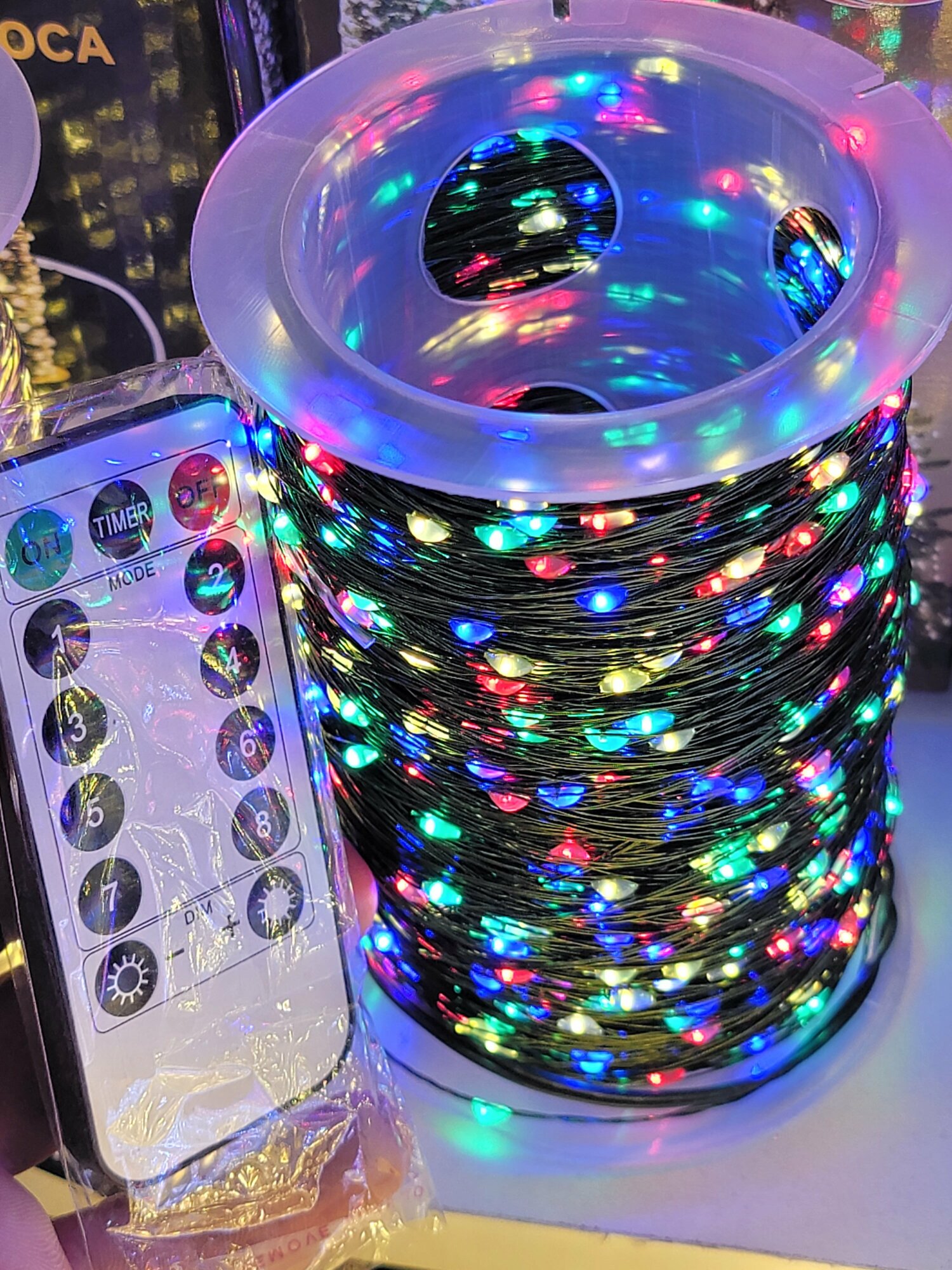 Гирлянда 100 метров нить капля росы с пультом  Светодиодная. Разноцветная мультиколор NewLight