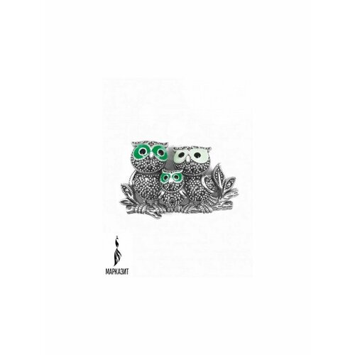 Брошь Serebro, серебро, 925 проба, родирование, марказит