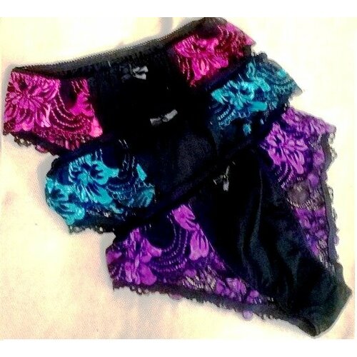 фото Трусы , 3 шт., размер 46, фиолетовый, бирюзовый, розовый irinan