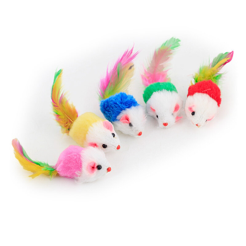 Набор игрушек для кошек, разноцветные мыши погремушки с кошачьей мятой (4 шт. в наборе) - фотография № 5