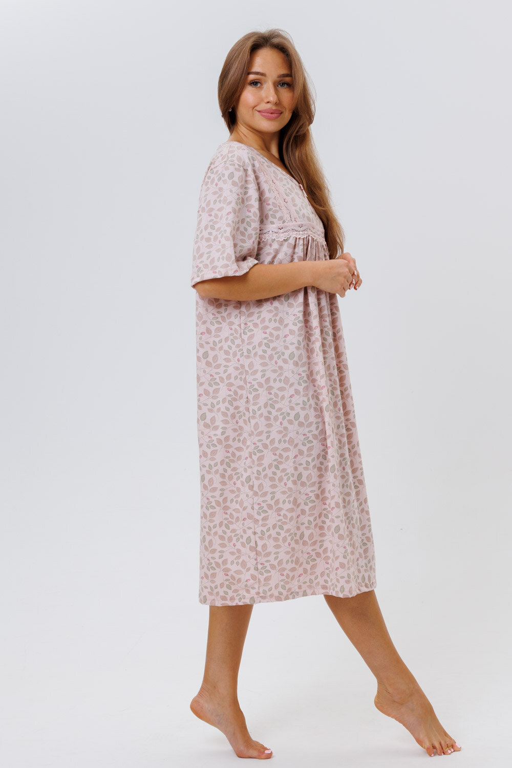 Сорочка Modellini, размер 58, розовый, бежевый - фотография № 6