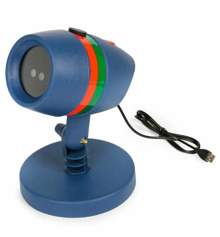 Новогодний проектор, лазерный проектор, уличный проектор новогодний, разноцветные фигурки точки, подставка