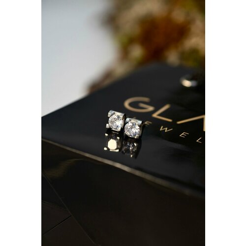 Серьги , бижутерный сплав, родирование, фианит, серебряный