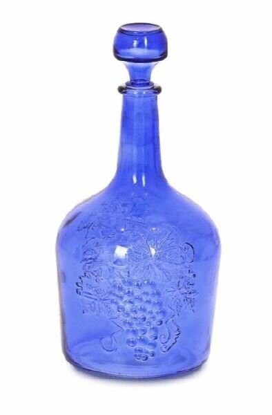 Бутылка стеклянная Фуфырь 3л 48-П29Б-3000 из бесцветн. стекла с цветн. декорац. наружн. стор. (синий)