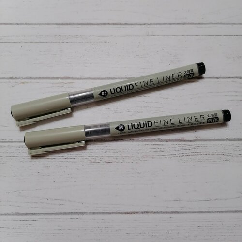 Набор линеров 2 шт, чернила черные, капилярная ручка, ручка-роллер, 0,3 мм