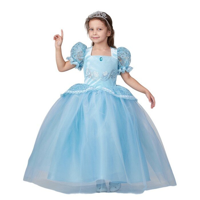 Батик Карнавальный костюм «Принцесса Золушка», голубой, платье, диадема, рост 116–160 см