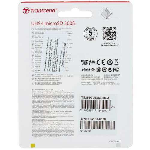 Карта памяти Transcend microSDXC 256 ГБ Class 10, V30, A1, UHS-I U3, R/W 100/40 МБ/с, адаптер на SD, серебристый - фотография № 8