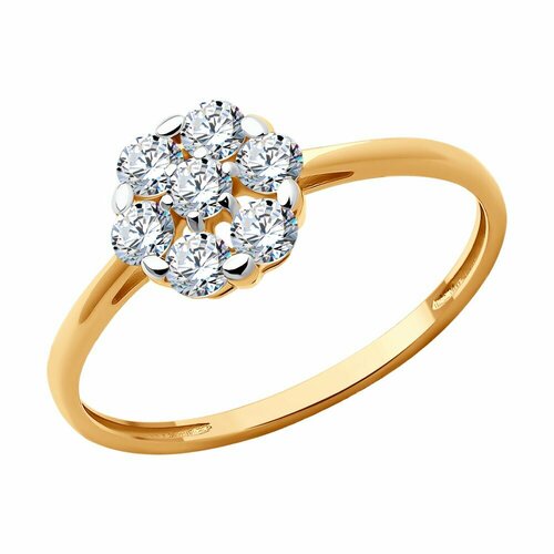 фото Кольцо diamant, красное золото, 585 проба, фианит, размер 18.5