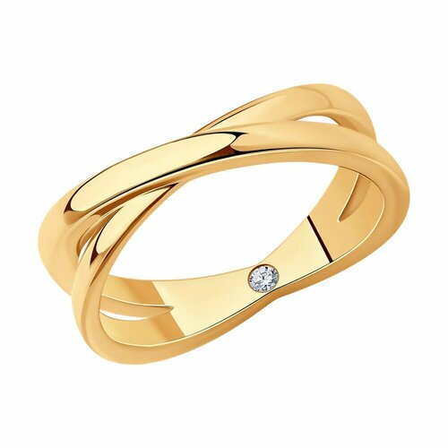 фото Кольцо diamant, серебро, 925 проба, золочение, фианит, размер 18, серебро