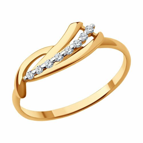 фото Кольцо diamant, красное золото, 585 проба, фианит, размер 16.5