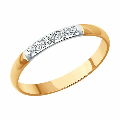 Кольцо Diamant, красное золото, 585 проба, бриллиант, размер 16.5, золото jv кольцо с опалом и бриллиантами из красного золота yz1494 ko pop pink размер 17 5