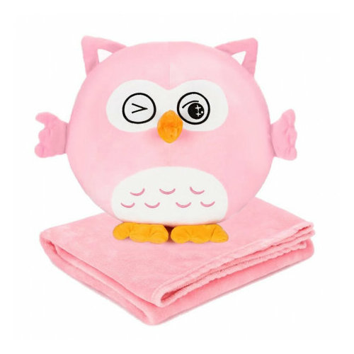 Розовый плед с совенком, 30см