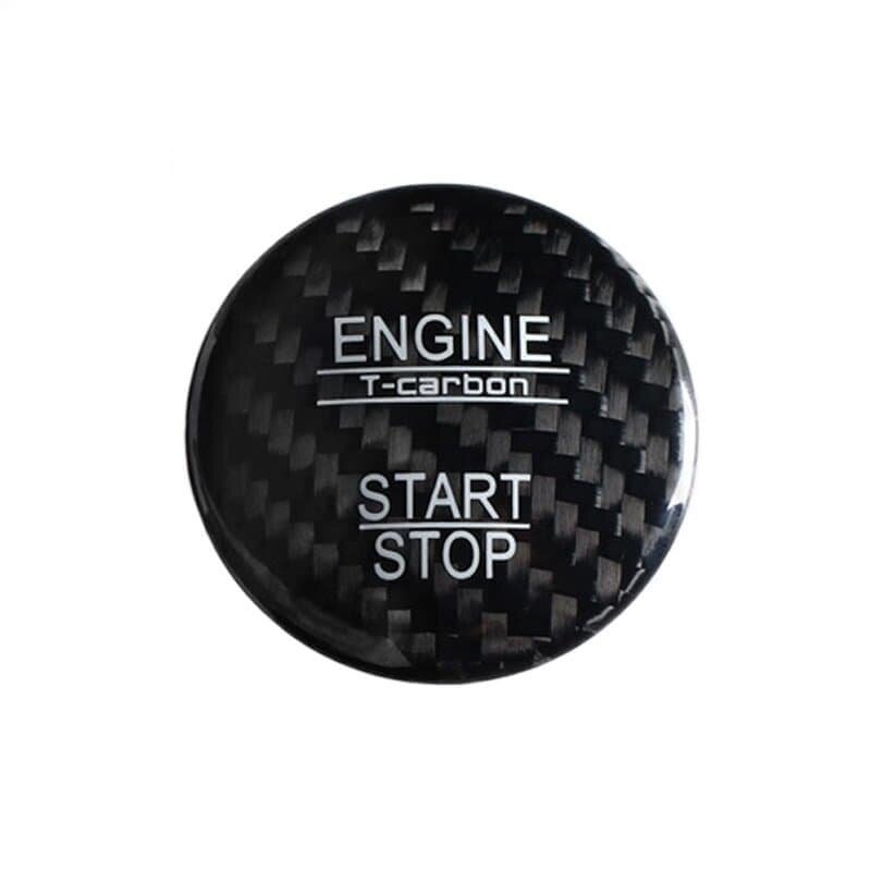 Накладка на кнопку Stop/Start для Mercedes (карбон черный) 37 мм
