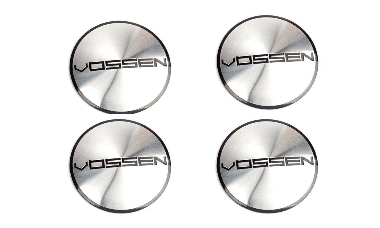 Комплект: алюминиевая эмблема на колпак диска Vossen серебро 64 мм 4 шт.
