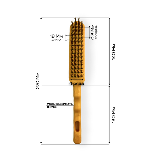 щетка по металлу с пластиковой ручкой 6 ти рядная Щетка по металлу с пластиковой ручкой 4-рядная (Желтая)