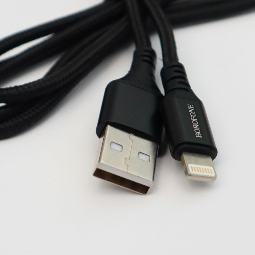 Кабель Borofone BX54 Ultra bright USB - Lightning, 1 м, 1 шт, чёрный