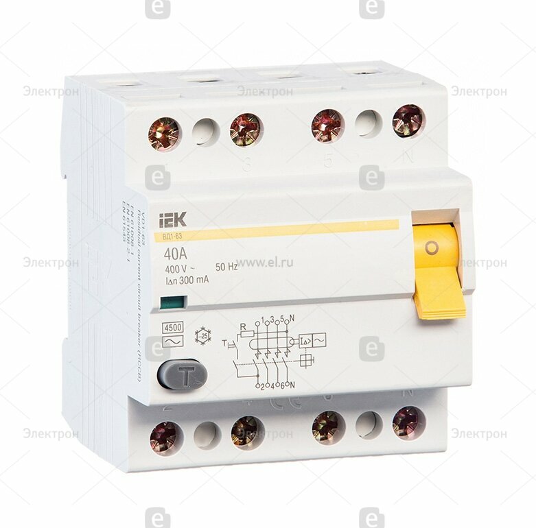 ВД1-63 MDV10-4-040-300 Выключатель дифференциального тока четырехполюсный 40А 300мА (тип AC) IEK - фото №16