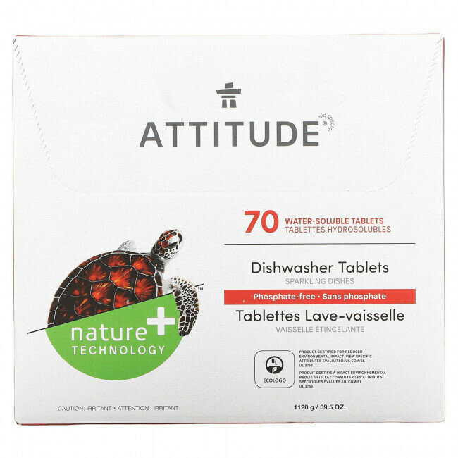 Таблетки для посудомоечных машин Attitude, 70 штук