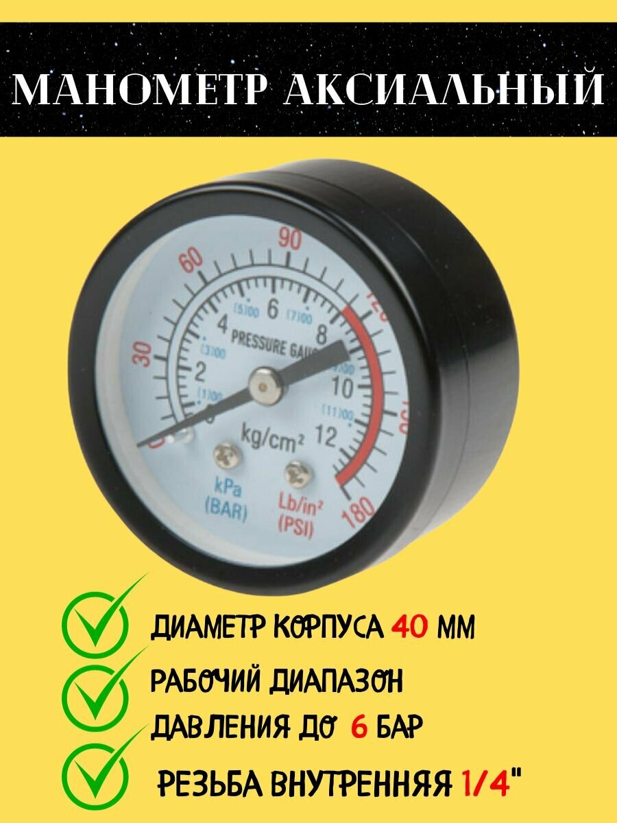 фото Манометр аксиальный 6 бар